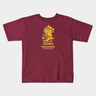 Thesaurus - Triceratops Sitting On A Pile Of Books Reading Kids T-Shirt